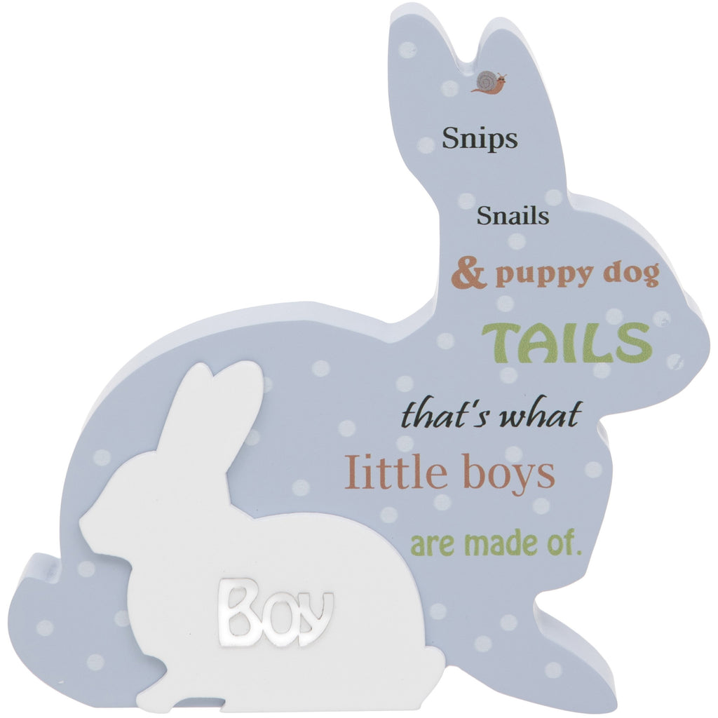 Boy Rabbit Wooden Plaque