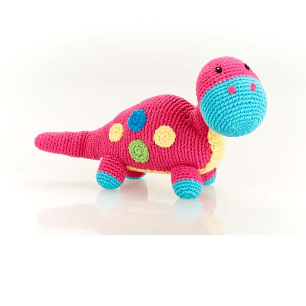 Pebble Soft Toy Dippi Pink Dino Rattle