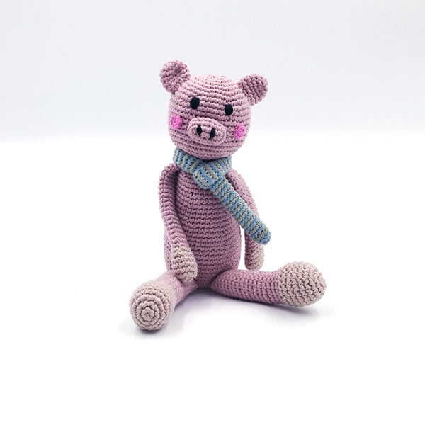Pebble Soft Toy Pig Rattle